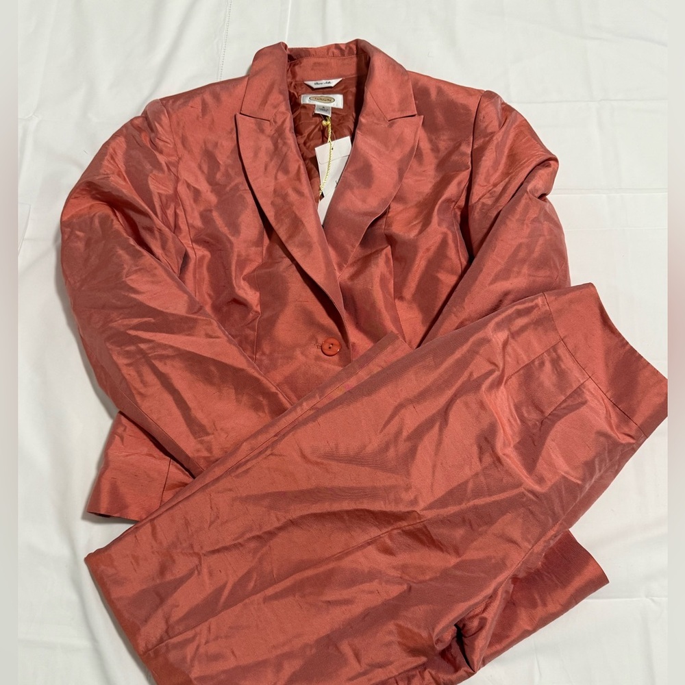 NWT Silk Peachy/Salmon Jacket and Pants